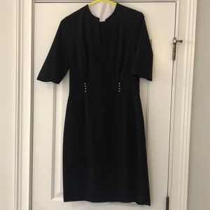 Navy size 4 business dress mid sleeve Tahari